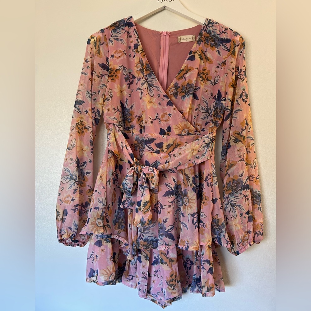 Floral Wrap Romper with Tie Bow